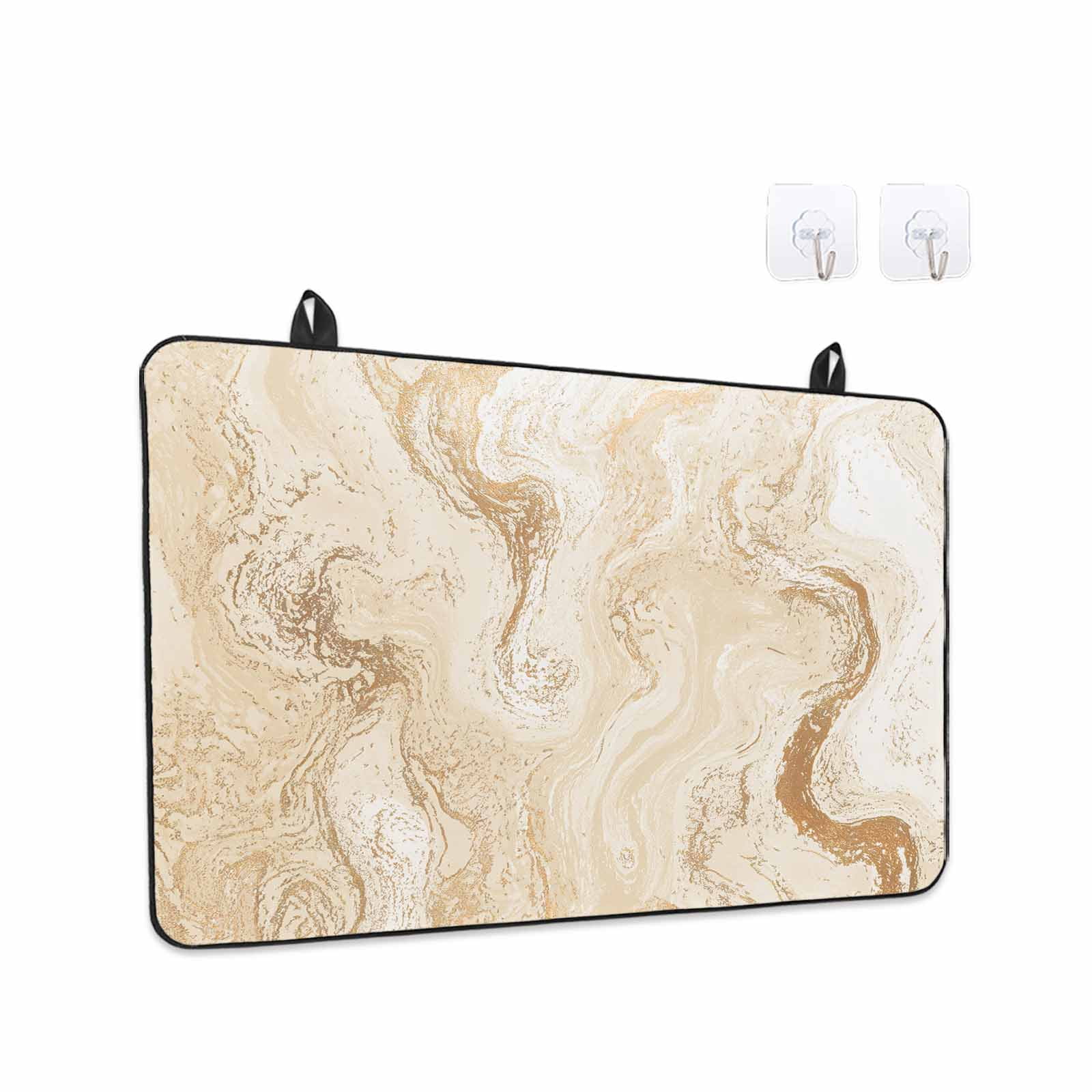 Beige Marble Stove Top Cover for Electric Stove, Heat-proof & Non Slip Glass Top Stove Cover Protector, Chic Neutral Minimalist Fluid Aesthetic Kitchen Flat Cooktop Rubber Mat 24x21 Inches