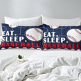 thumbnail image 4 of Baseball Sheets Full Size Bed Set Sports Bedding Sets for Boys Girls Baseball Bed Sheets Baseball Ball Games Sheet Set Baseball Room Decor Fitted Sheet for Boys Teen Flat Sheet 4 Pcs Navy Blue White, 4 of 6