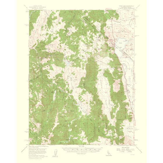 Old Topographical Map Print Topaz Lake California, Nevada Quad USGS
