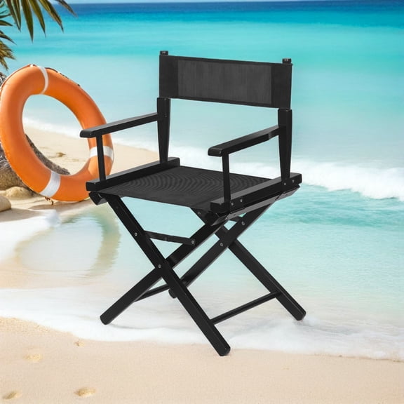 LOLIPPYY Outdoor Director Chair Sling Replacement Black Durable Canvas 1Set