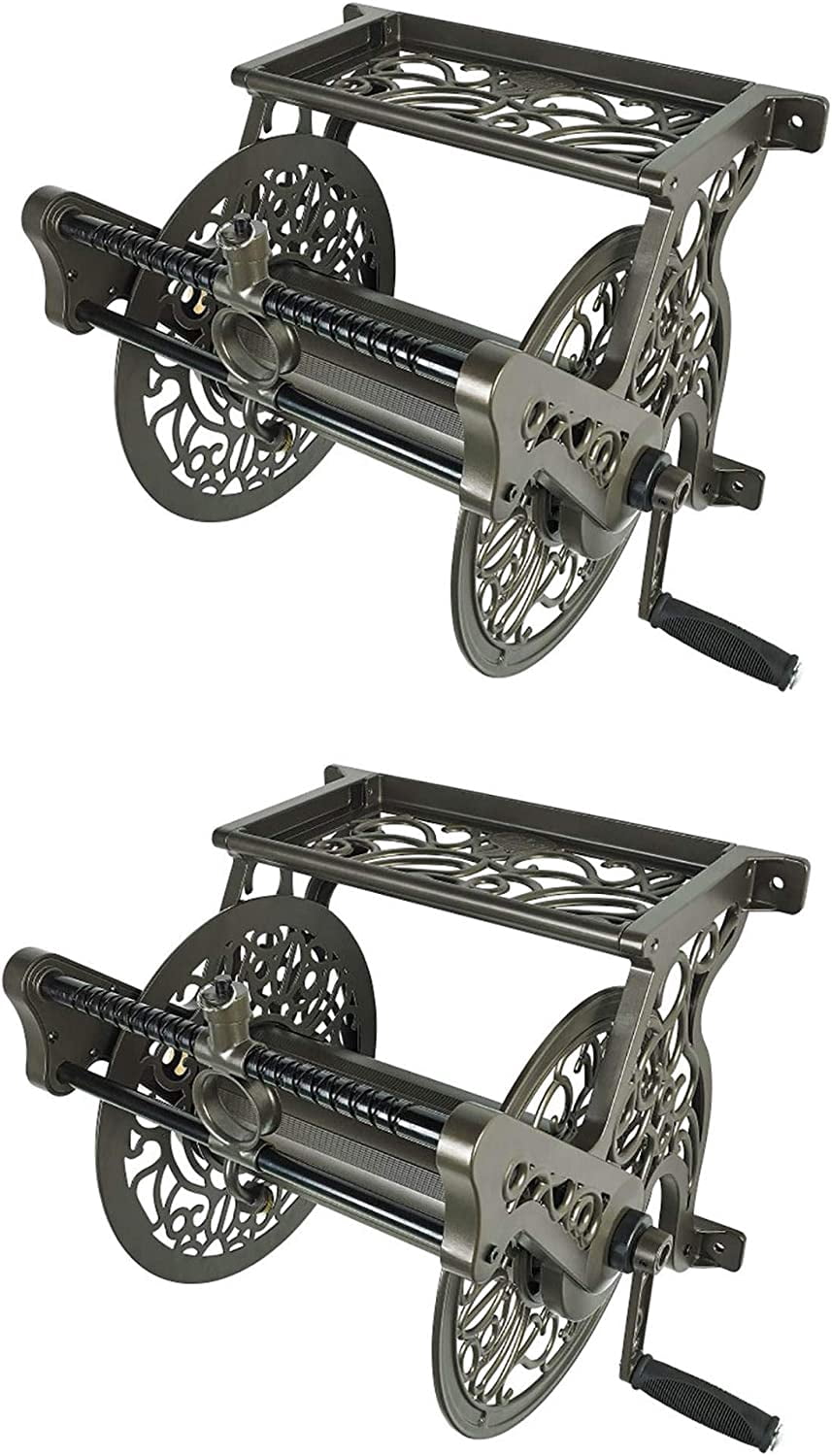 Liberty Garden LBG707 125' Wall Mounted Heavy Gauge Aluminum Hose Reel (2 Pack)