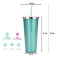 thumbnail image 2 of Glass with lid and straw, Plastic, 700ml, Turquoise, 2 of 5
