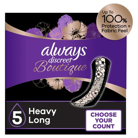 Always Discreet Boutique Incontinence Pads  Heavy Absorbency  Long Length  28 CT