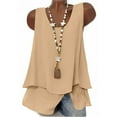 thumbnail image 4 of DAFPZW Womens Linen Cotton Tank Tops Double Layers Sleeveless Dressy Gauze Blouses Summer Layered Flowy Casual Shirts, 4 of 9