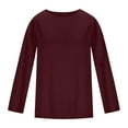 thumbnail image 5 of Stamzod Womens Tops Fashion Solid Color Round Neck Pullover Top Casual Loose Long Sleeve Tshirts Shirts for Women Wine XXL, 5 of 5