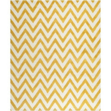 SAFAVIEH Cambridge Kaitlyn Zig Zag Stripes Wool Area Rug, Gold/Ivory, 5' x 8'