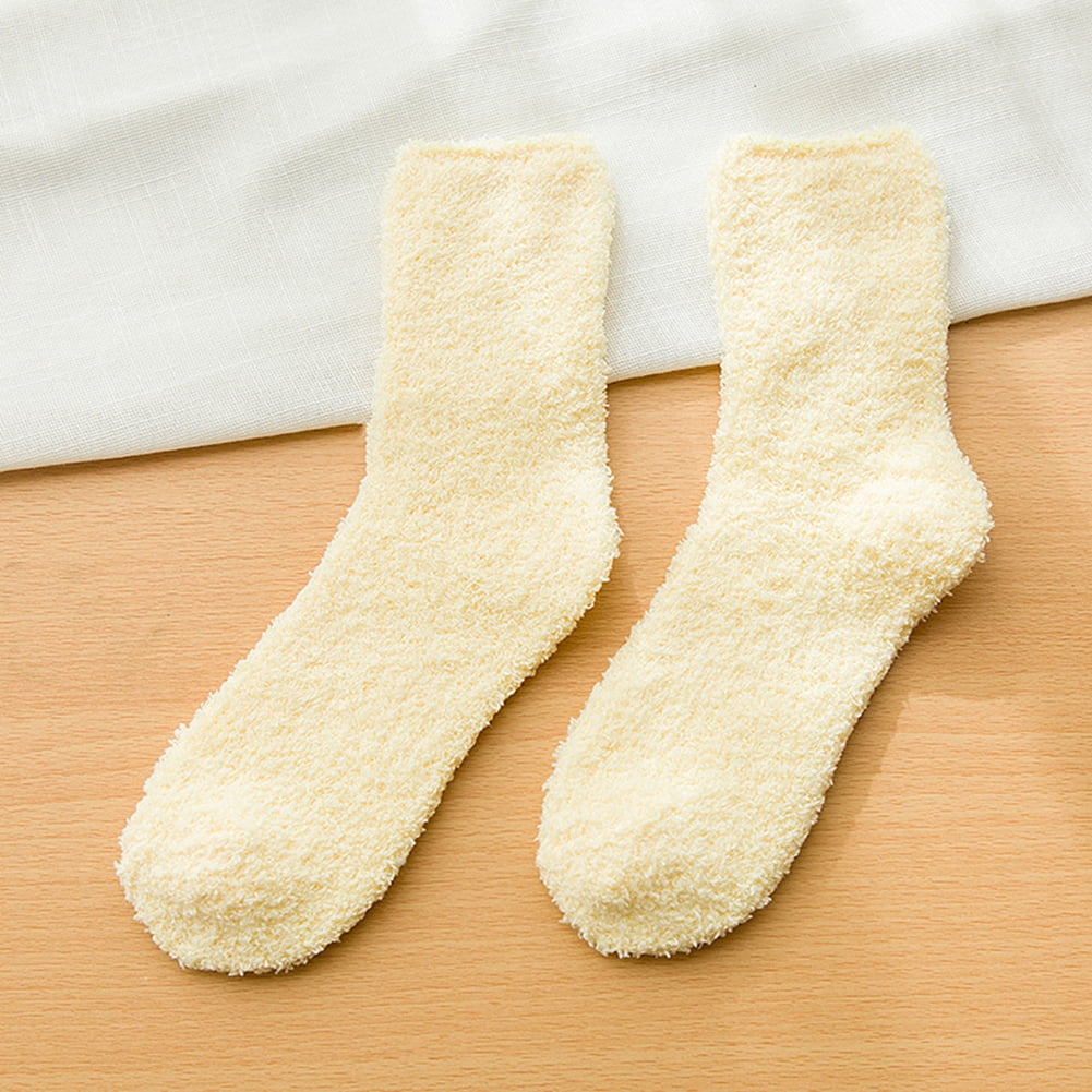 MeterMall Women Cute Candy Color Soft Fluffy Socks Coral Velvet Winter Warm Socks Girls Terry