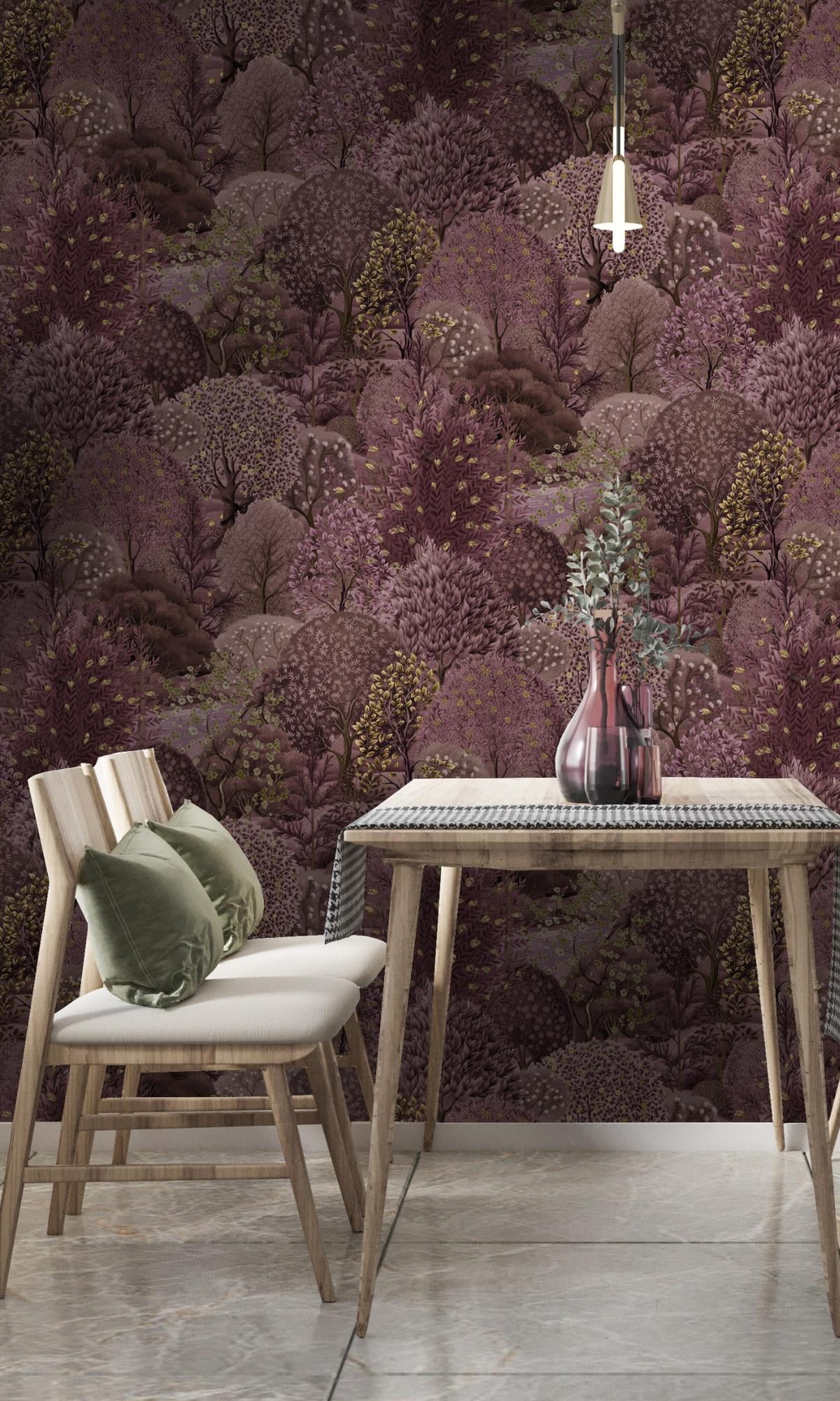 Berry Enchanted Lush Landscape Tropical Wallpaper