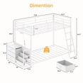 thumbnail image 4 of Zimtown Twin Over Twin Bunk Bed with 3 Storage Drawers, Metal Low Profile Bunk Bed Frame with LED Lights, Charging Station, White, 4 of 7