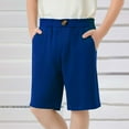 thumbnail image 2 of ZACPNCV Boys School Uniform Shorts Stretch Pull On Chino Shorts Youth Cropped Shorts with Pockets Blue 4-5 Years, 2 of 8