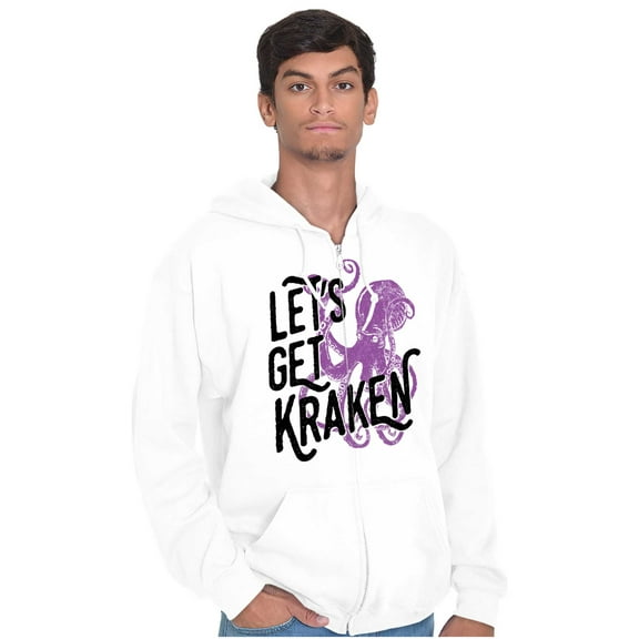 Lets Get Kraken Nautical Octopus Unisex Fleece Graphic Zip Up Hoodie Brisco Brands 2X