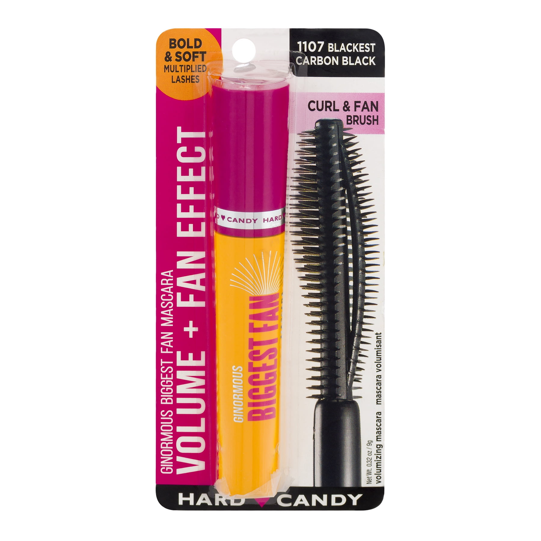 Hard Candy Ginormous Biggest Fan Mascara, Blackest Carbon Black, 0.32