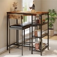 thumbnail image 1 of Juego de Comedor de 3 Piezas Moderno – Mesa de Bar con 2 Taburetes Tapizados, Estructura Metálica y Estante para Vinos, Ideal para Cocina, Comedor, Apartamento o Rincón de Desayuno, 1 of 8