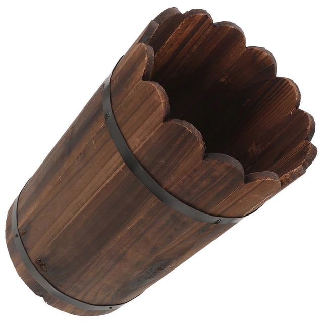 Handmade Wooden Flower Bucket for Storage Use 1Pcs Retro Coffee Flower Kettle