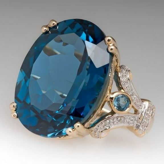 Fashion Women's 18K Yellow Gold Filled Round Blue Sapphire Wedding Ring