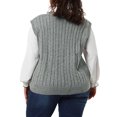 thumbnail image 3 of Agnes Orinda Women's Plus Size Sweater Vest Cable Knit Sweater Sleeveless Pullover Vests 3X Gray, 3 of 8