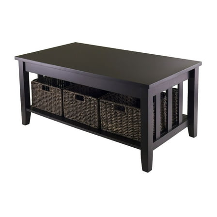 Coffee Table with 3 Foldable Baskets