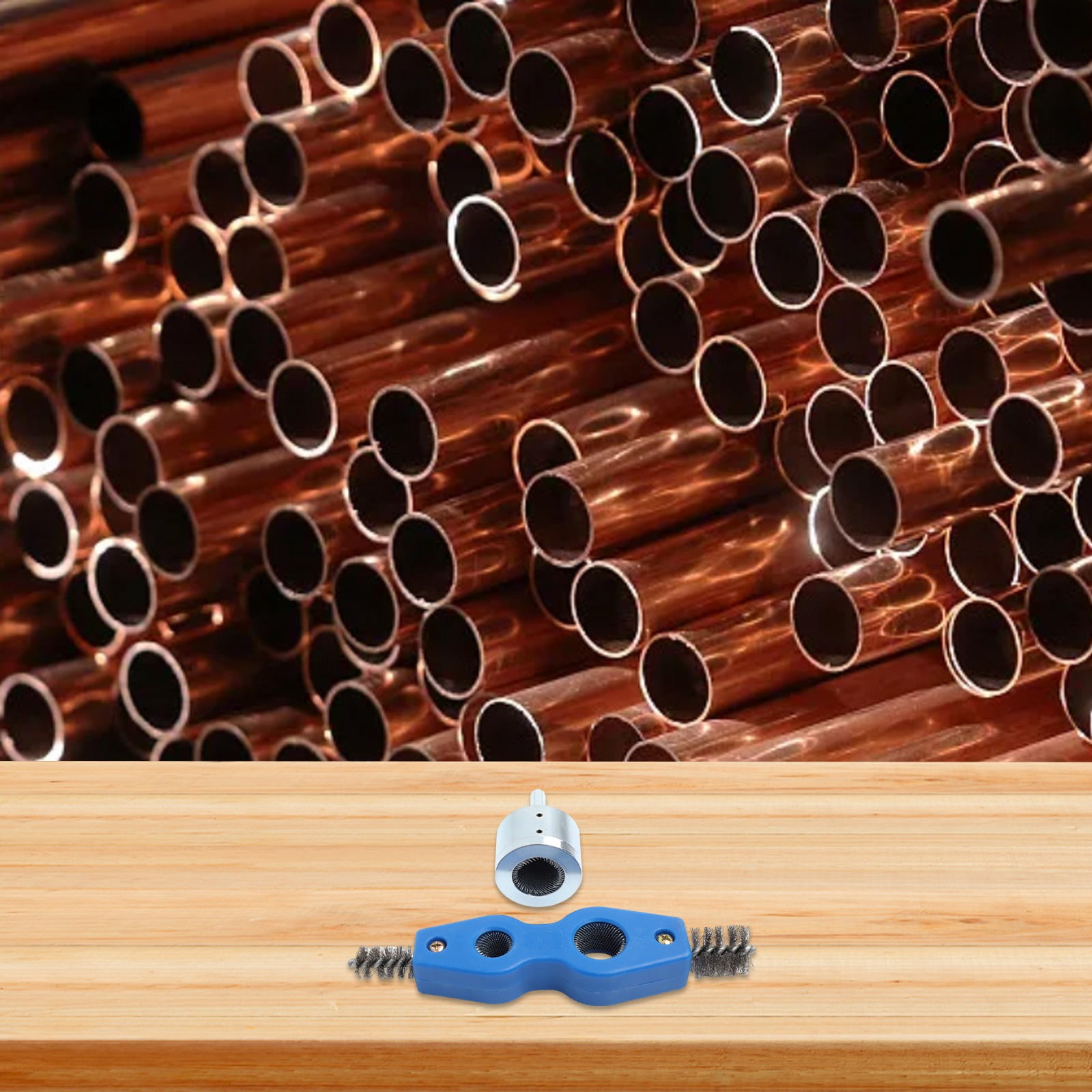 Copper Pipe Cleaner With 4In1 Battery Brush Dual Head For Drill 15+22Mm Plumbing Cleaning Metal Tube Battery Brush Accessories 22Mm