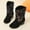 Black, variant on Luogg Children's Winter Fashion Sequined Solid Color Mid Calf Suede Slip On Boots Girls Winter Boots Size 8-9 Years