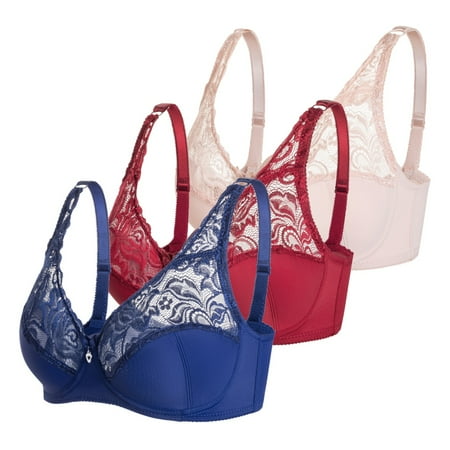 

Valcatch Women s Underwire Minimizer Bra Plus Size Non-Padded Soft Full Figure Bra 3 Pack