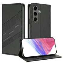 for Samsung Galaxy S25 Wallet Case with 2 Card Slots & Cash Pocket, Premium PU Leather Classic Kickstand Full Body Protective Ultra Slim Shockproof Folio Flip Case for Women and Men, Black