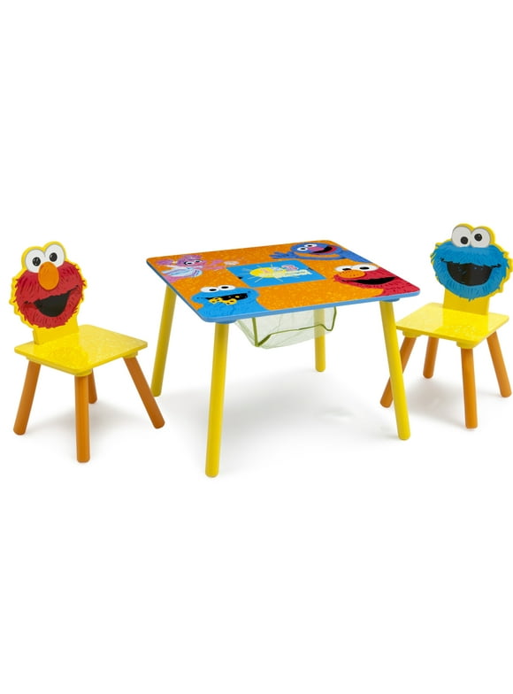 Sesame Street Wood Kids Storage Table and Chairs Set by Delta Children, Greenguard Gold Certified