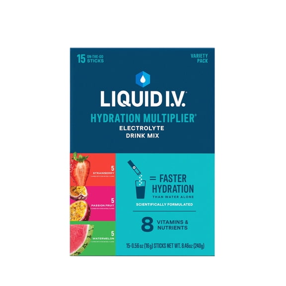 Liquid I.V.® Strawberry, Passion Fruit, and Watermelon Hydration Multiplier® Powdered Electrolyte Drink Mix, 15 Count Packets