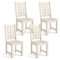 thumbnail image 1 of Costway Dining Chair Set of 4 with Rubber Wood Frame & Leaf-shape High Back for Kitchen White, 1 of 9