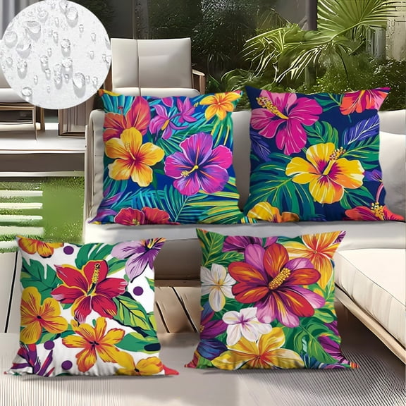 Ireezec Outdoor Waterproof Throw Pillow Covers 18x18inches Set of 1 Floral Boho Decorative Cushion Cases for Patio Furniture Garden Porch Bench Couch(No Pillow Core)