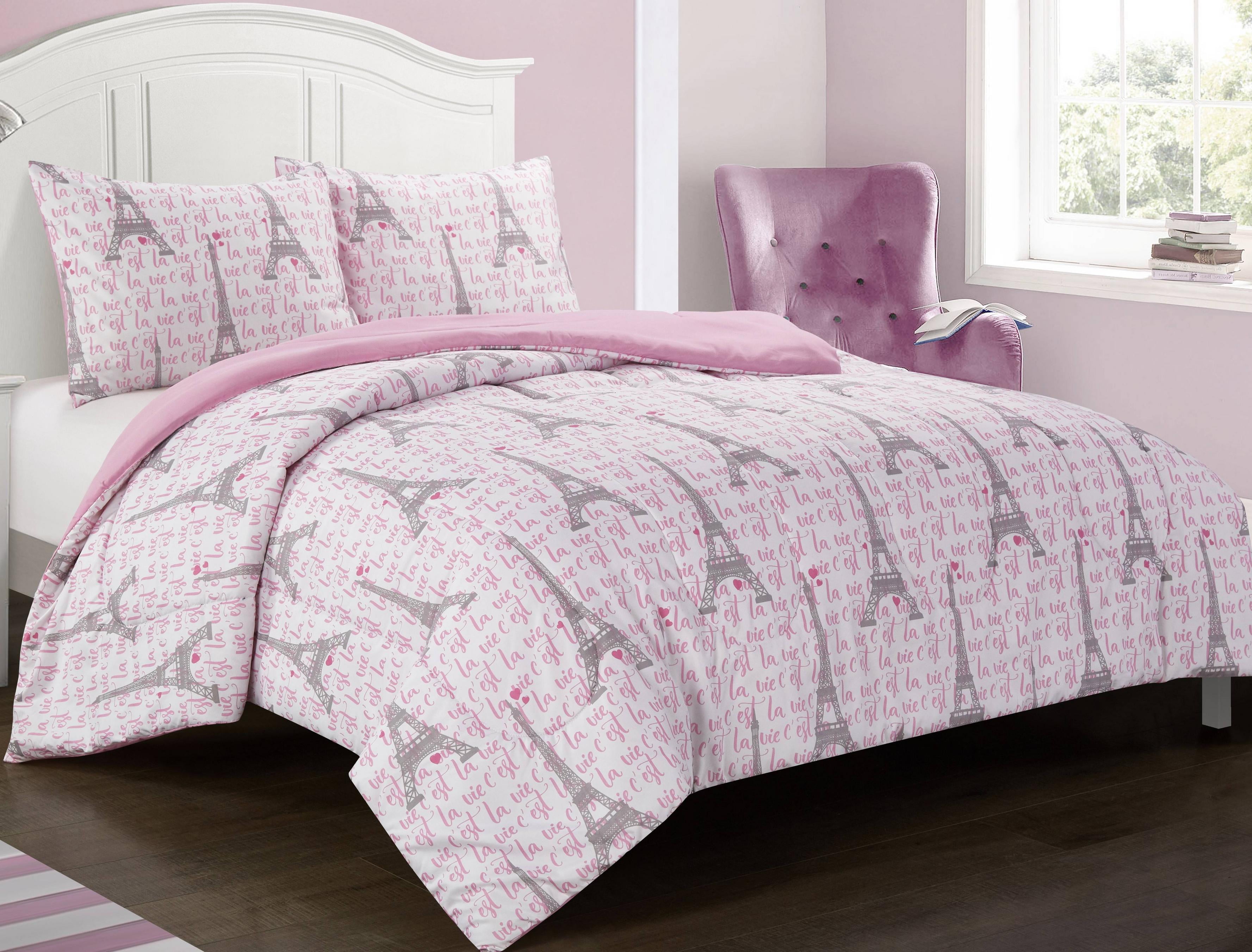 Heritage Club All Over Printed Paris Love Eiffel Tower Comforter Set, Muticolor, Queen, Polyester