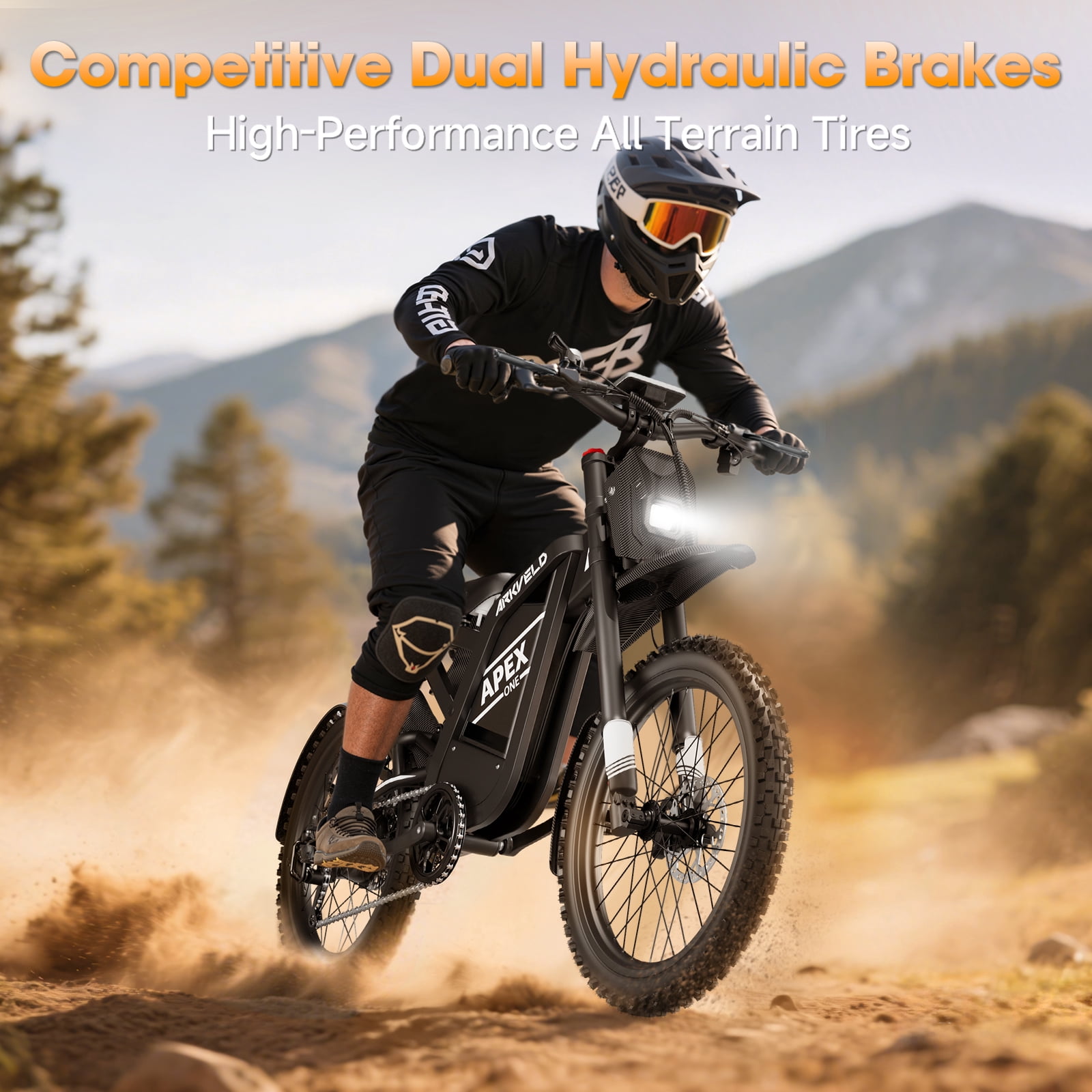 Arkveld APEX1 Electric Bike for Adults，Peak-3000W 25" Fat Tire All-Terrain E-Bike 80Miles 40MPH Electric Dirt Bike for Road Sand Mountain Snow - 48V 32AH Battery Powered Electric Motorcycle,UL2849
