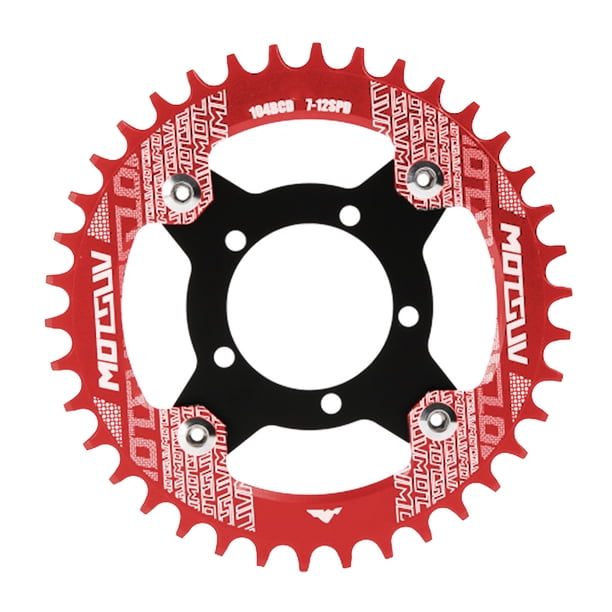 Cadena de aleación de aluminio 32T ~ 42T 4 pernos 104BCD Rojo 36T Sunnimix Plato de bicicleta E