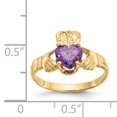 thumbnail image 3 of Bague Claddagh en Or Jaune 14k Zircon Cubique Cz Pierre de Naissance Celtique, 3 of 9