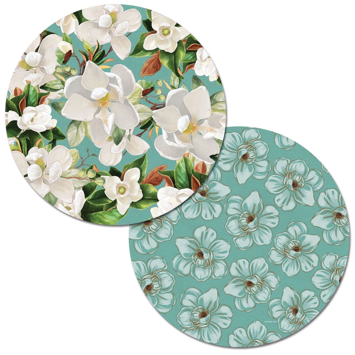 WipeClean Round Reversible Shaped Placemats, Magnolia, Set of 2, Made