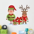 thumbnail image 1 of Elf Reindeer Christmas Gift Wall Decal Wallmonkeys Peel and Stick Holiday Graphics (48 in H x 48 in W) WM502531, 1 of 4