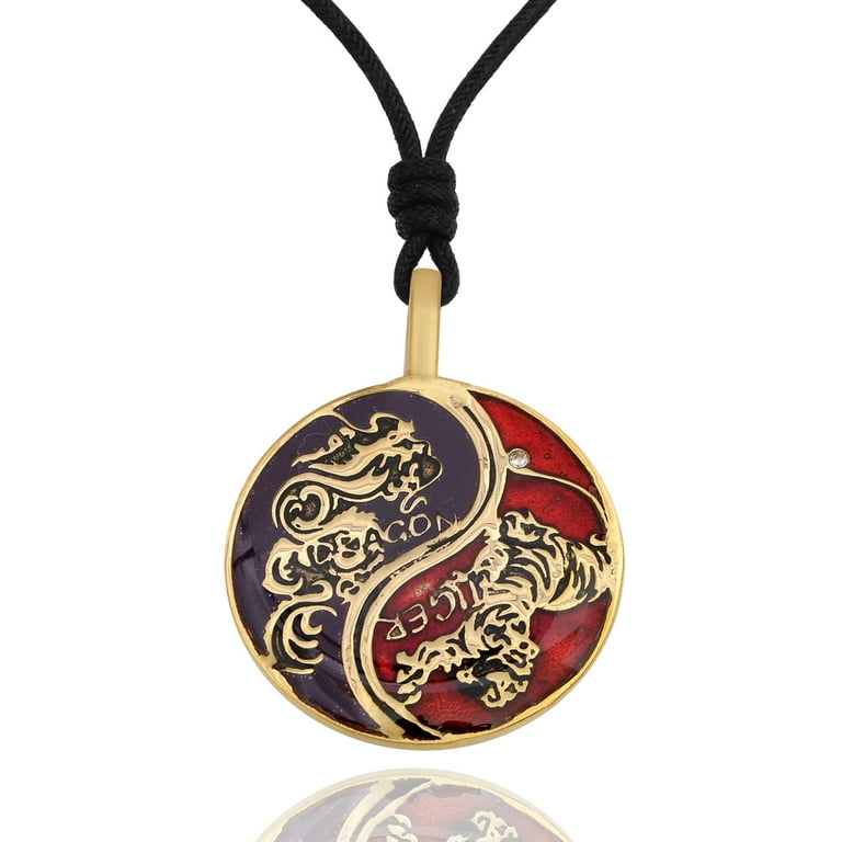 Purple Red Tiger Dragon Yin Yang Handmade Brass Necklace Pendant Jewelry With Cotton Cord Walmart