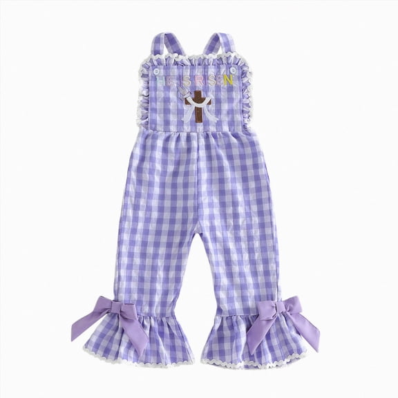 Gubotare Toddler Girl Rompers Girls Jumpsuit Casual Girls Overvalls Sleeveless Spaghetti Strap Rompers Long Pants with Pockets Loose Overalls 4T 5T (Purple,4-5 Years)