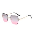 thumbnail image 1 of Trendy UV Protection Sunglasses: Oversized Rimless Irregular Metal Outdoor Hiking Eyeglasses for Women, 1 of 4