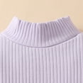 thumbnail image 4 of TOWED22 Baby Girl Fall Winter Clothes 3 Pcs Sets Outfits Long Sleeve Crew Neck Pattern Romper Jumpsuit Ribbed Flare Pants Headband Set(Light Purple,3-6 M), 4 of 7