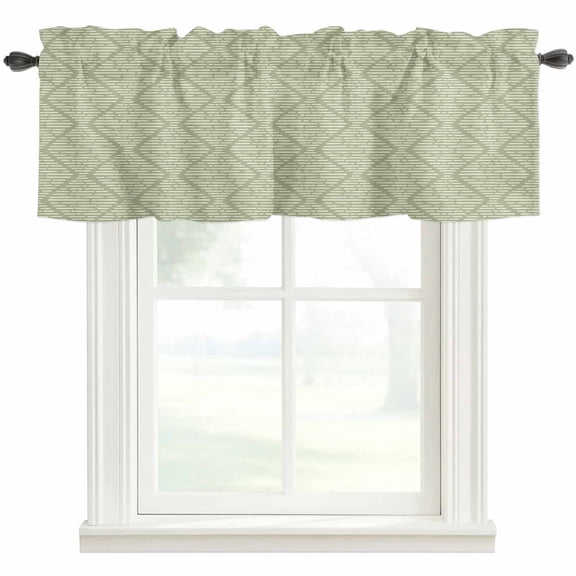 Sage Green Rod Pocket Curtain Valance, Modern Abstract Art Farmhouse Farmhouse Window Valance for Living Room, Bedroom, Kitchen 42"W x 12"L