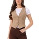 thumbnail image 1 of Chaleco de mezclilla sin mangas para mujer INSPIRE CHIC, con cuello en V y botones, casual, talla S, color caqui, 1 of 6