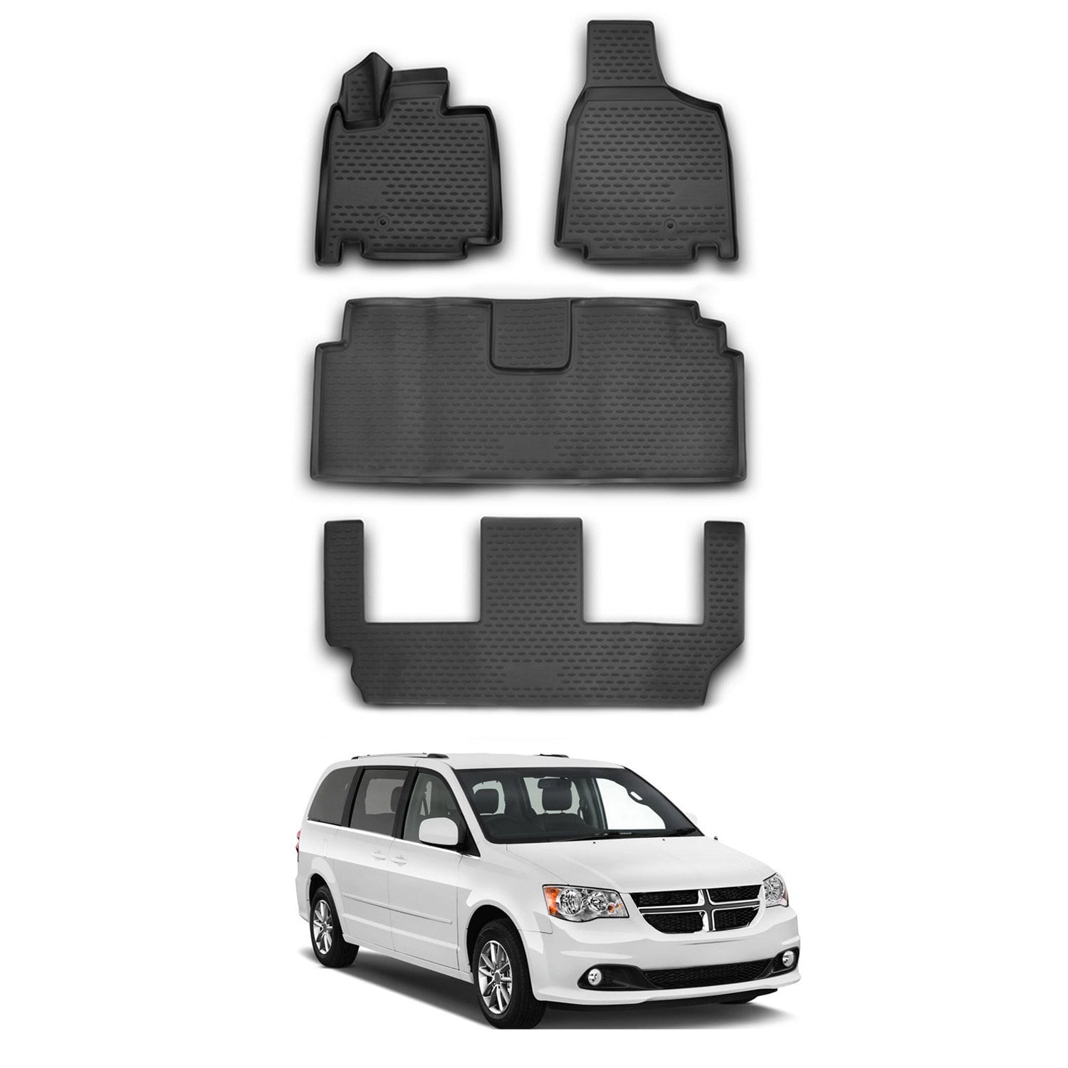 DODGE RAM ALL YEARS 5 Piece Heavy Duty Rubber MPV Taxi Style Floor Mat Set 