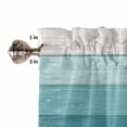 thumbnail image 5 of Half Window Curtain 36 Inches Long, Teal Ombre Window Treatment Curtain Drapes, Farmhouse Vintage Wooden Striped Small Tier Curtains for Bathroom Over Sink, 27.5"x36", 2 Panels, 5 of 7