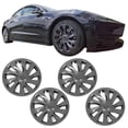 thumbnail image 2 of Ikon Motorsports, Wheel Cover Compatible With 2017-2023 Tesla Model 3 Gunmetal V1 Style ABS Plastic 18'' Hub Caps Hubcap Whirlwind Shaped Hub Cap Cyclone Rim Skin Covers 4PCS Replacement, 2 of 9