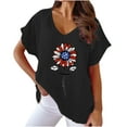 thumbnail image 2 of Jacenvly Plus Summer Patriotic Clothing Misses V-Neck Print T-Shirts Fashion Comfortable Female Blouses Tops, 2 of 6