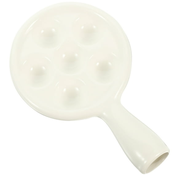 ULTNICE Ceramic Escargot Baking Dish with 6 Holes for Home White Color Nonslip Bottom Evenly Heated
