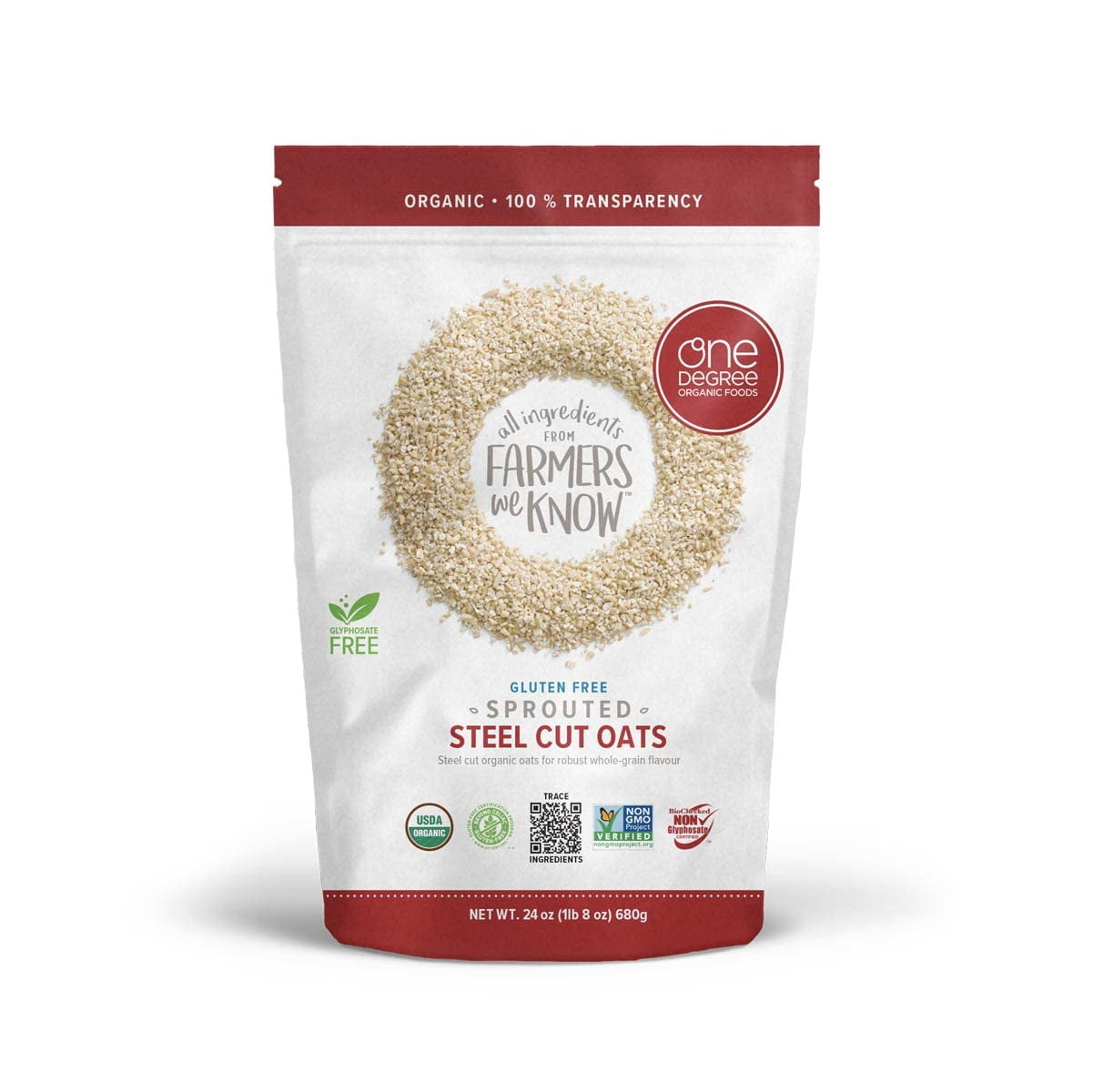 One Degree Organic Foods Gluten Free Sprouted Steel Cut Oats, 24