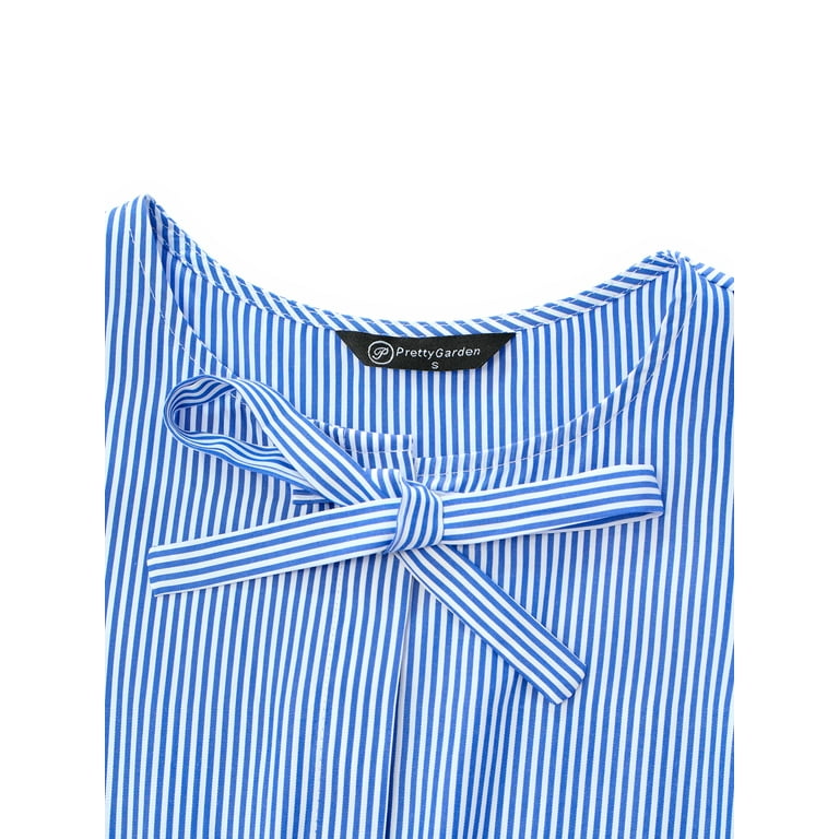 PRETTYGARDEN Women's Bow Front Top with Puff Sleeves, Sizes