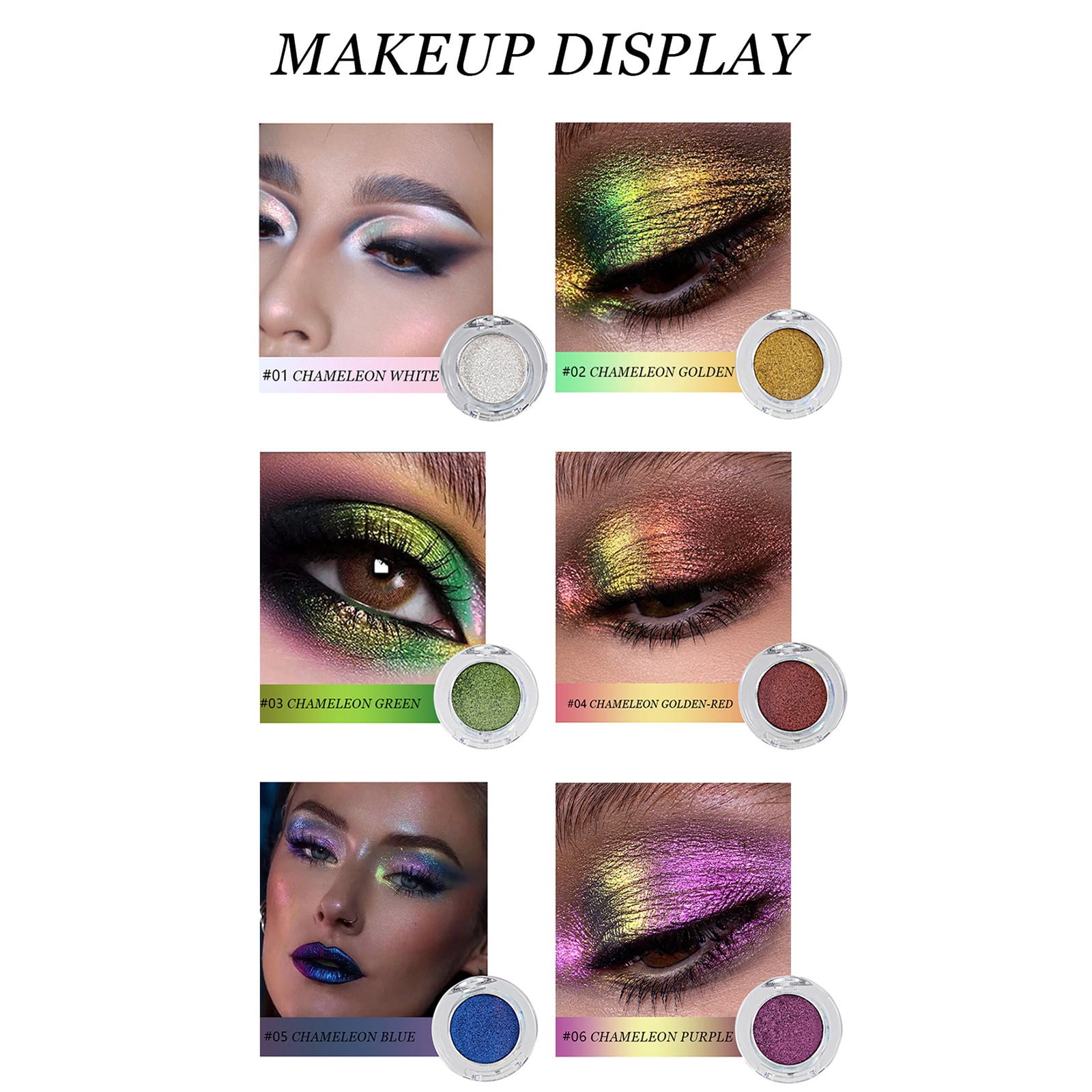 Optical Chameleon Eyeshadow Powder - Metallic Color Changing Glitter Eye Shadow, High Pigment, Shimmering Finish, Long-Lasting, Multi-Occasion, Travel Size, Party Makeup, Holiday Makeup Organizers