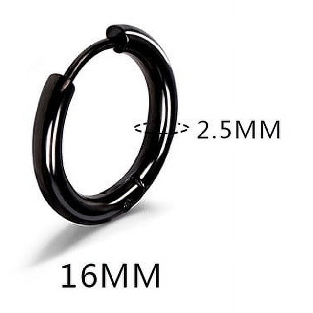 Pendientes con hebilla para la oreja con forma de anillo redondo de acero de titanio de 2,5 de espesor, con personalidad para hombres y mujeres